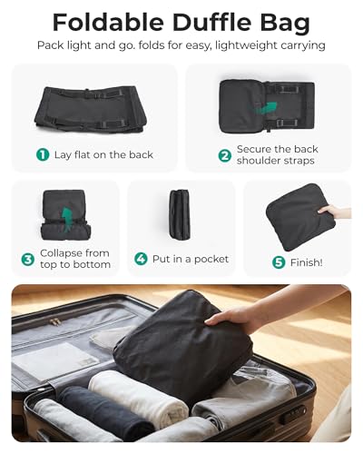 BAGSAMRT 85L Foldable Duffle Bag for Travel, Large Travel Duffel Bag for Men, 4 in 1 Travel Backpack, Carry on Weekender Bag, Black