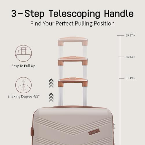 CONCEPTEN Luggage Sets 5 Piece, Expandable Hardside Suitcase with Spinner Wheels, 20/24/28 inch Travel Luggage Set, Lightweight Carry On with TSA Lock (Beige)
