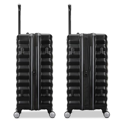 Samsonite Hard-Sided 28-Inch Lightweight Checked Large Expandable Element Suitcase: Durable, 360° Spinner Wheels, Adjustable Telescopic Handle, TSA-Approved Lock - Alpine Black