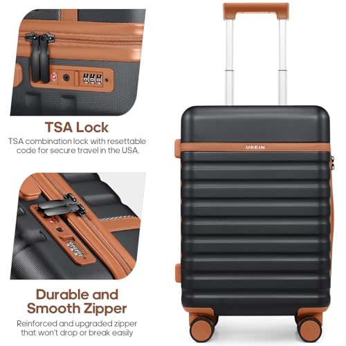 UKEIN PRO 3 Piece Luggage Set, Durable ABS Hardshell Carry On Suitcase Set with Silent Spinner Wheels, YKK Zipper & TSA Lock, Lightweight Large Travel Checked Luggage,20/24/28 Inch