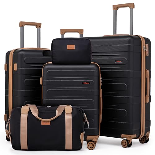 Cobens Luggage Sets 5 Piece Durable Suitcase Set with Spinner Wheels, Hard Shell Carry on Luggage with TSA Lock, Large Checked Travel Suitcases for Men and Women