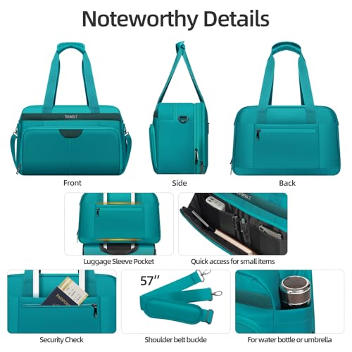 TIAWOLT Carry On Luggage 22x14x9 Airline Approved with Wheels,2-piece Luggage Set,Softside Expandable Luggage Suitcase with TSA Lock&Carry-on UnderSeat travel Duffle Bag,Weekender Bag-Green