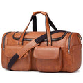 BOLOSTA Travel Duffel Bag for Men Women, Large PU Leather Carry on Duffle Bags for Traveling, Waterproof Overnight Weekender Duffel Bag with Shoe Compartment - Perfect for Daily Use/Birthday Gift