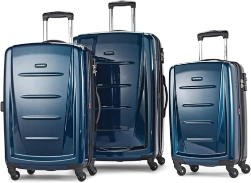 Samsonite Winfield 2 Hardside Expandable Luggage with Spinner Wheels, Deep Blue, Checked-Large 28-Inch