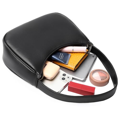 CYHTWSDJ Shoulder Bags for Women, Cute Hobo Tote Handbag Mini Clutch Purse with Zipper Closure (Black)