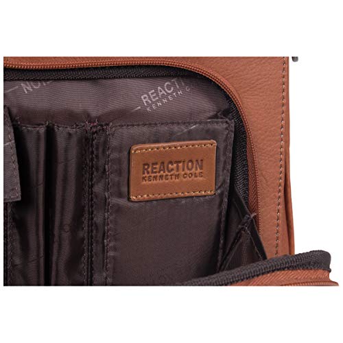 Kenneth Cole REACTION Out Of The Bag Manhattan Colombian Leather RFID 15.6" Laptop Briefcase, Cognac