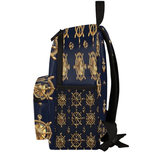 Glilade Toddler Backpack for Boys Girls, Kids School Bookbag with Chest Buckle, Lightweight Preschool Kindergarten Backpacks for Travel Nursery Camp(Golden Nautica Anchors)