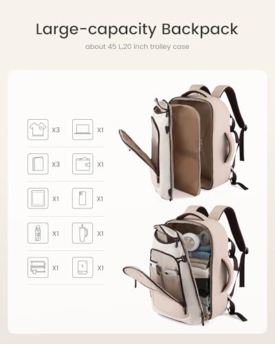 LOVEVOOK 40L Travel Backpack for Women & Men,Airline Approved Carry On Backpack with 3 Packing Cubes,TSA Waterproof Personal Item Bag,Weekender Overnight Essentials Backpacks fits 18" Laptop