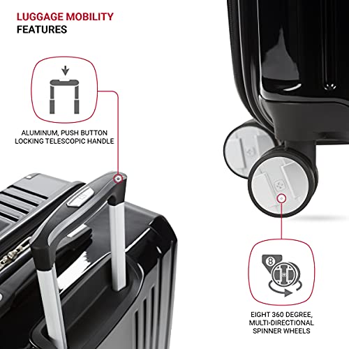 SwissGear 7786 Hardside Expandable Luggage with Spinner Wheels, Black, Checked-Large 27-Inch