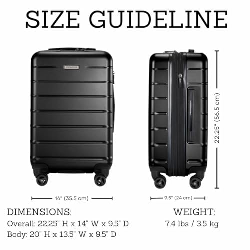 Ricardo Beverly Hills Cambria Hardside Luggage | Stylish Suitcase with Wheels for Effortless Travel, Expandable and Secure TSA-Locked Packing, 20-inch Carry-On, 22x14x9 (Black Pearl, Carry-On 20-Inch)