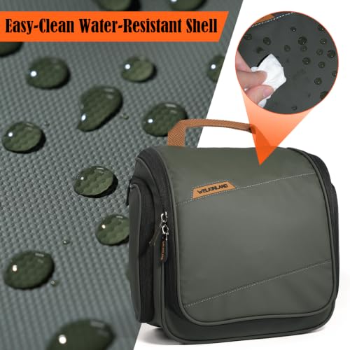WELKINLAND 13-Pocket Hanging Toiletry Bag, Waterproof Mens Hanging Toiletry Travel Bag, Large Mens Dopp Kit For Travel, Fully Openable Bathroom Travel Bag For Men, Shaving Kit Bag For Men Travel