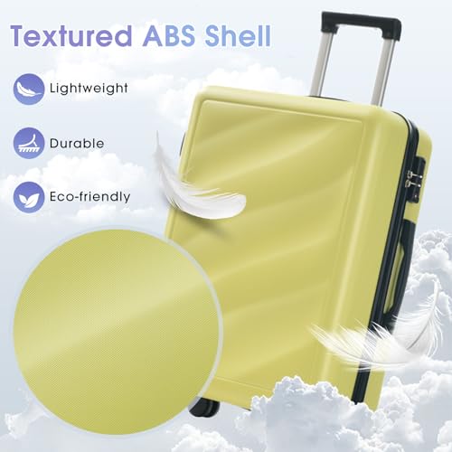 Hardside Luggage Sets, Lightweight Wave Suitcase with Spinner Wheels