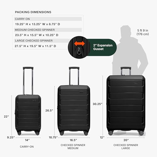 Traveler's Choice Pagosa Hardshell Expandable Luggage with Spinner Wheels, Black, 26-Inch Medium