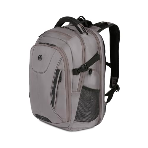 SwissGear Travel Tech Elite Laptop Backpack – Fits Laptops up to 16” – ScanSmart TSA-Friendly Backpack with USB Port, Shoe Compartment & Organizer Pockets – Grey Ballistic
