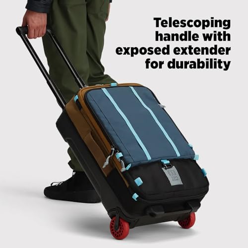 Topo Designs Global Travel Roller Bag Suitcase, Carry-On Friendly, 3 Carry Options, Smooth Heavy Duty Wheels, Telescoping Handle, Designed in Denver CO USA, PFAS Free (Olive/Olive)