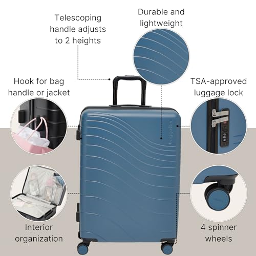 Baggallini Set Wave 26” 4 Wheel Hardside Luggage - Lightweight Suitcase with Wheels