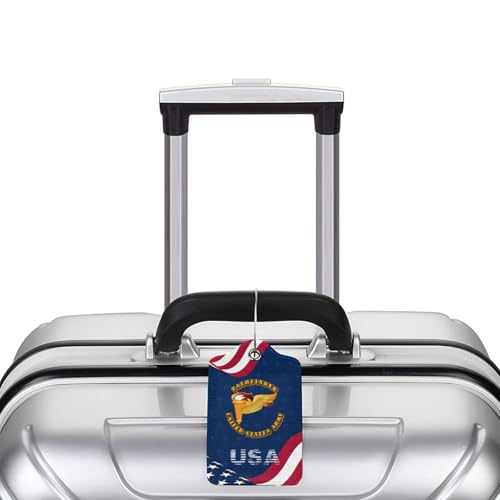 Pathfinder 2 Pcs Leather Baggage Bag Luggage Tags with Stainless Steel Loop and Travel Bag Cover