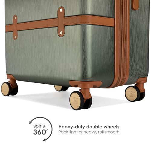 Badgley Mischka Grace 3 Piece Polycarbonate-ABS Expandable Retro Luggage Set (Olive Green)