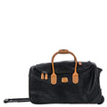 Bric’s My Safari Rolling Duffel Bag – Luxury Water-Resistant Coated PVC Travel Bag with Wheels, Leather Trim, TSA Lock, Carry-On Luggage - 21 Inch, Black