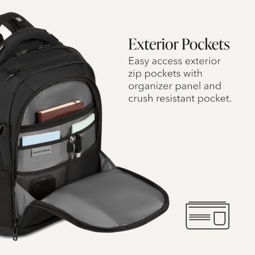 SwissGear Travel Tech Pro Laptop Backpack – Fits Laptops up to 16” – ScanSmart TSA-Friendly Backpack with Multiple Organizer Pockets – Black