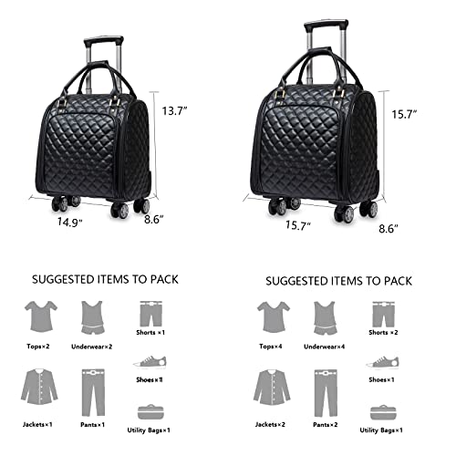 feilario 18in Leather Softside Underseat Carry on Suitcases Expandable Spinner Wheels Travel Luggage