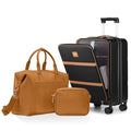 Joyway Carry on Luggage Airline Approved with Front Pocket, Hardside 20 Inch Travel Luggages with Cup Holder, Carry-on Suitcase with Leather Handbag