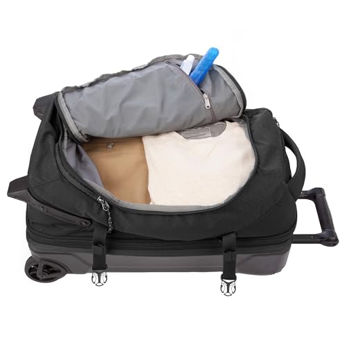 Eddie Bauer Expedition Rolling Duffel Bag with Wheels | Travel | Carry-On | Luggage | Rugged | Durable - Black, 22"