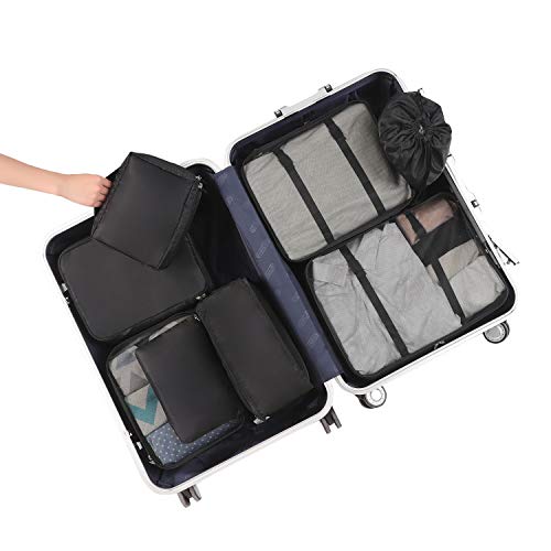BAGAIL 8 Set Packing Cubes Luggage Packing Organizers for Travel Accessories-Jet Black