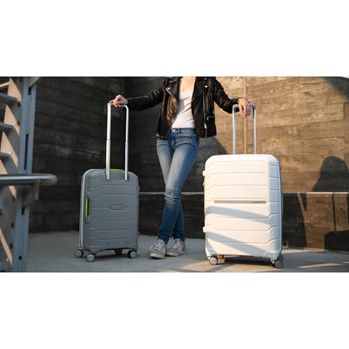 Samsonite Freeform Hardside Carry-On Luggage with Spinner Wheels - Hardshell Suitcase - TSA, Airline-Approved - Expandable Hard Shell, Smooth Rolling Wheels for Lightweight Travel - White/Grey
