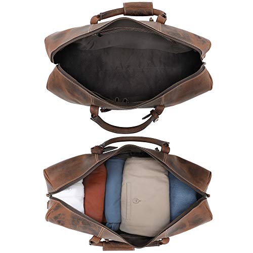 Handmade Leather Carry On Bag - Airplane Underseat Travel Duffel Bags By Rustic Town (Mulberry) Medium