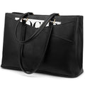 LOVEVOOK Laptop Tote Bag for Women 15.6 Inch Waterproof Leather Computer Bags Business Office Work Briefcase Black