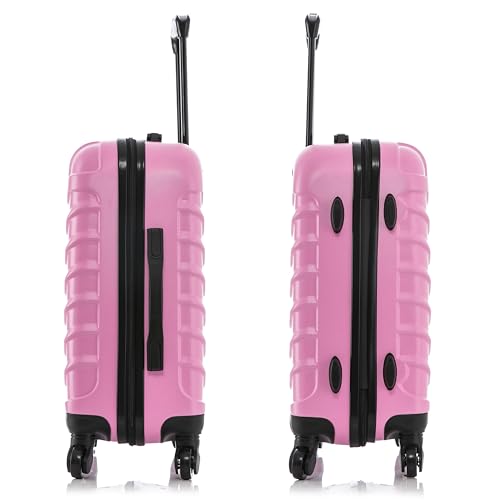InUSA ENDURANCE Luggage with Spinner Wheels | Durable Lightweight Hardshell Suitcase, Spacious Travel Bag with Handle and Trolley | 20-Inch Carry On Small Luggage | Pink