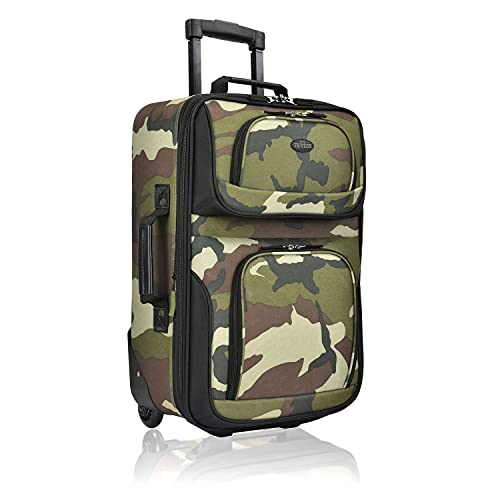 U.S. Traveler Rio Lightweight Softside Rolling Carry-on Suitcase, 2-Wheel Single, Camouflauge