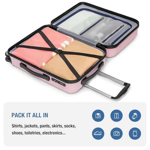 KYME Carry On Luggage 22x14x9 Airline Approved,Hardshell Carry On Suitcase with Tsa Lock,Small Suitcases with Wheels,Travel Luggage for Men Women,Expandable Carry-On 20 Inch,Pink