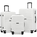 LONG VACATION Luggage Sets, PC Lightweight Suitcase with Spinner wheels, 3 Piece Luggage Set with TSA Lock, Hard shell Suitcase Set, Checked Travel Suitcase (White, 3 Piece Set)