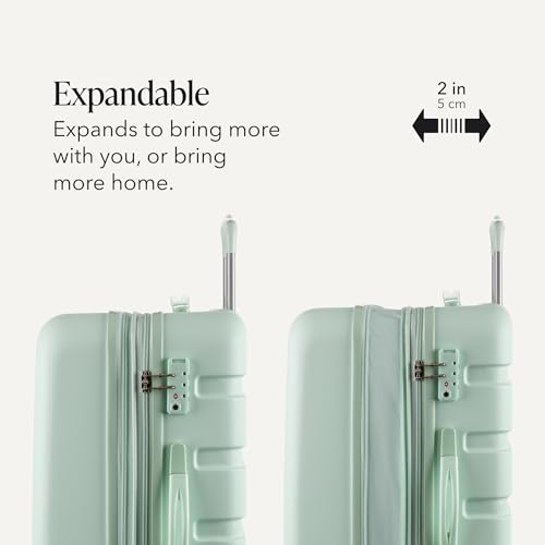 SwissGear 7366 Signature Hardside Expandable Luggage with Spinner Wheels, TSA Lock, Clearly Aqua, Checked-Medium 23-Inch