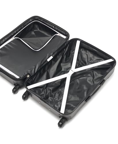 Calvin Klein Women's Hard Side Upright Luggage Spinner Light Weight Suitcase, Black, Medium