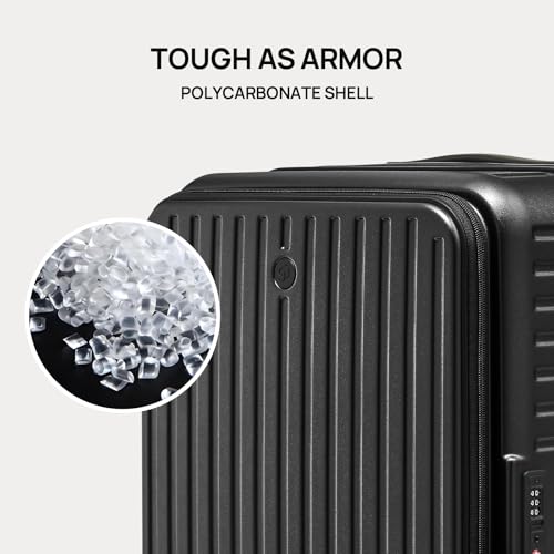 NINETYGO Top Opening Carry On Luggage 22x14x9 Airline Approved, Expandable & Lightweight, Scratch Resistant PC Hardside with Deep Cabin Design, TSA Lock & 360° Spinner Wheels (Lily White, Alps)