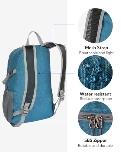 WATERFLY Small Lightweight Packable Backpack: 20l Ultra Light Foldable Travel Hiking Camping Daypack Day Pack for Man Woman