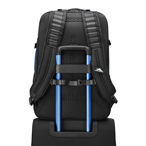 High Sierra Hi-Life Travel Backpack - Features 2-inch Expansion, WetPak Pockets, 17” Laptop Compartment, Stack-It Strap, Adjustable Sternum Strap, Fleece Pocket, Dual Water Bottle Pockets - Blue/Black