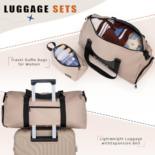 Eeeza Luggage Sets 5 Piece Suitcase with ABS Hard Shell Lightweight Combination Lock and Double Rotatable Detachable Wheels(Gray,20"/24"/28"/DB/TB)