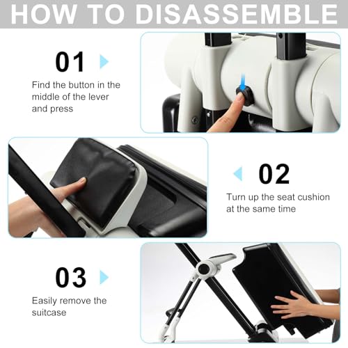 Bulyoou Carry on Luggage with Seat for Kids Expandable Ride on Suitcase with Spinner Wheels and Locks for Travel (White)