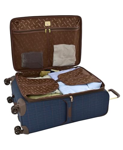 London Fog Brentwood IV 20" Expandable Softside Spinner Carry-On Suitcase, Midnight Blue