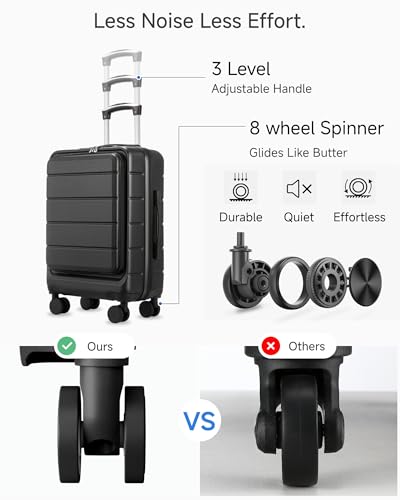 Luggage Sets 5 Piece, H1F Hardside Suitcase With Wheels - Spinner Wheels, TSA Lock, Includes Tote Bag（FX-Lite,Black,5 Piece Sets）