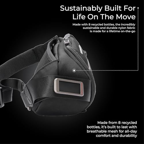 Briggs & Riley Sling Bag for Women & Men - Fanny Pack for Travel, Running, & Hiking, Durable Nylon Waist Bag, Adjustable Strap for Crossbody Wear, Self-Repairing Zippers - HTA Collection, Black