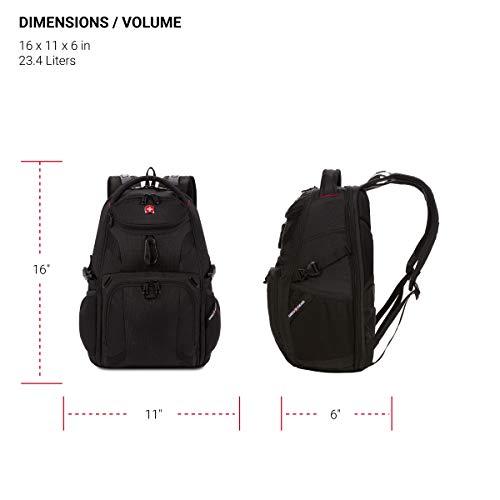 SwissGear 1900 Scansmart Mini/Slim Version, Fits Most 13 Inch Laptops and Tablets, TSA Friendly Backpack, Black