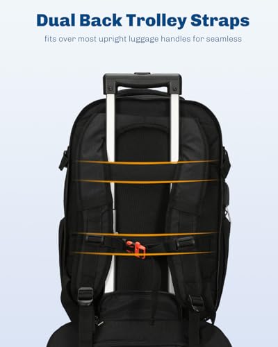Hynes Eagle 2 in 1 Travel Backpack 22 inches Carry on Luggage 63L Rolling Backpack for Men Women with Packing Cubes 3PCS Set Black
