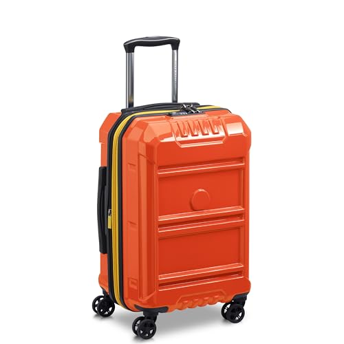 DELSEY PARIS Rempart Hardside Expandable Luggage with Spinner Wheels, Orange, Carry-On 19 Inch