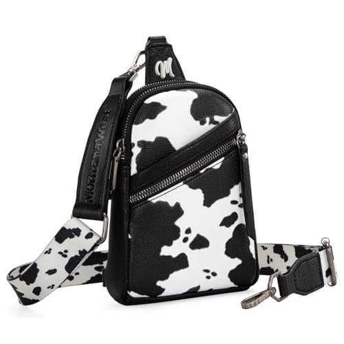 Montana West Western Cow Print Crossbody Sling Bags for Women Small Cross Body Fanny Pack Purse MWC-3353BK