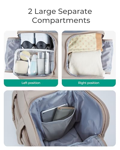 BAGSMART Travel Duffel Bag, Carry on Travel Bag with Jewelry Compartment, 35L Weekender Duffle for Women, Water Resistant, Light Tan